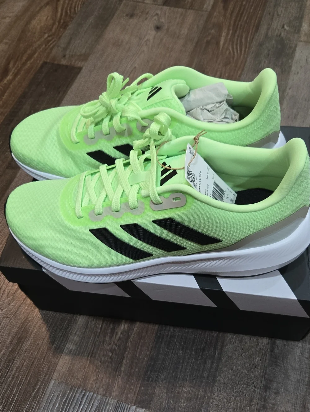adidas Men's Neon Green and Black Running Sneakers Cloudfoam
